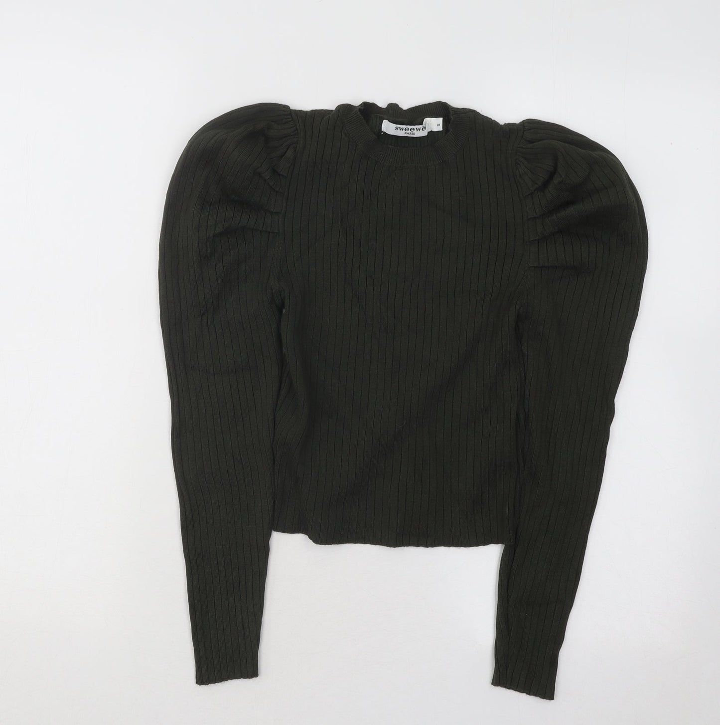 Sweewe Womens Grey Round Neck Viscose Pullover Jumper Size S