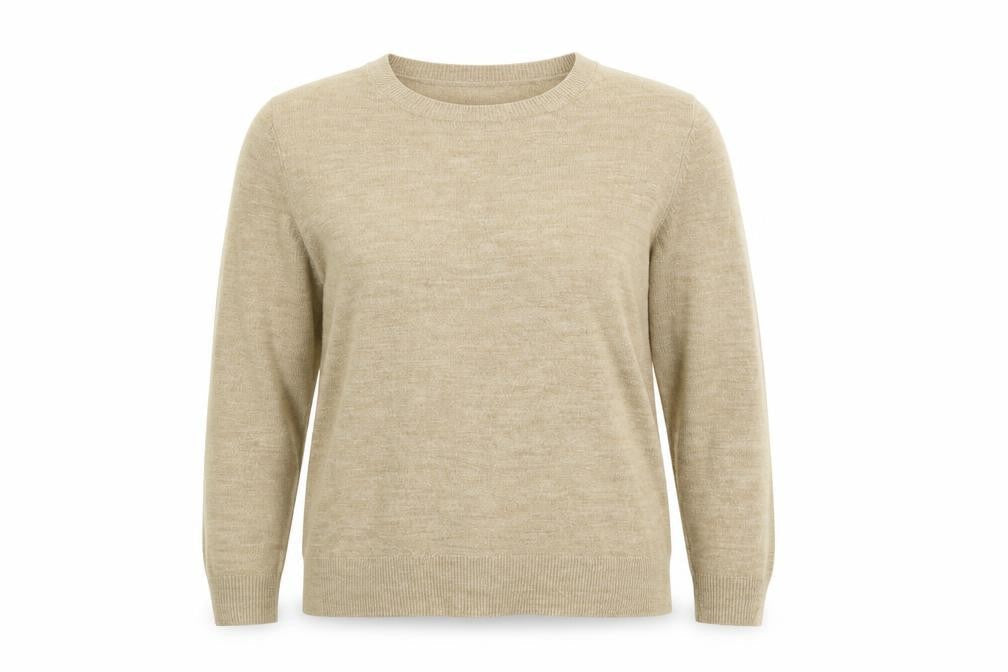 Marks and Spencer Womens Beige Round Neck Acrylic Pullover Jumper Size 14
