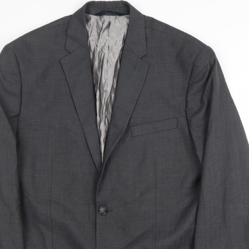 Perry Ellis Mens Grey Polyester Jacket Blazer Size 42
