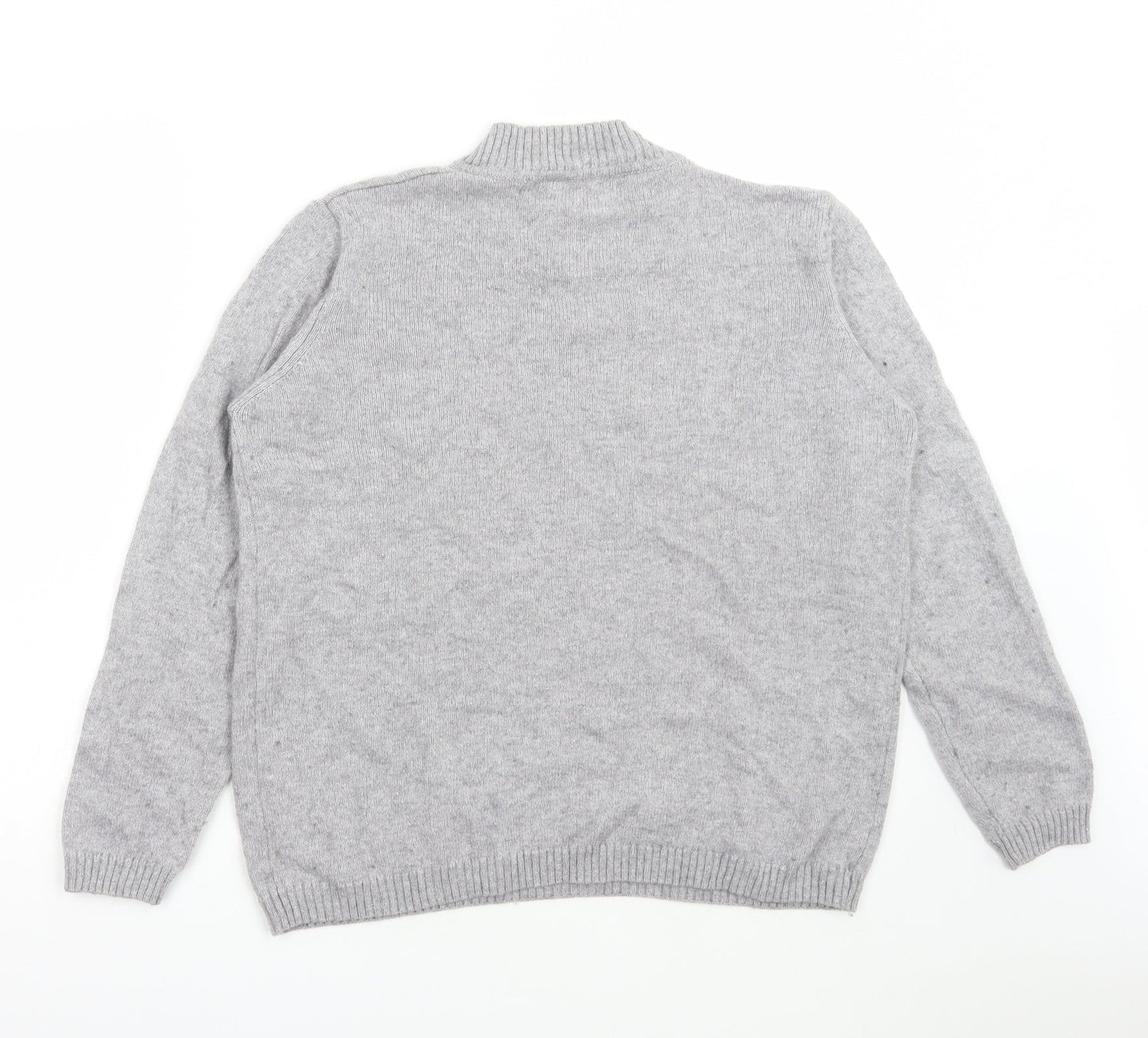 Isle Womens Grey Mock Neck Nylon Pullover Jumper Size M