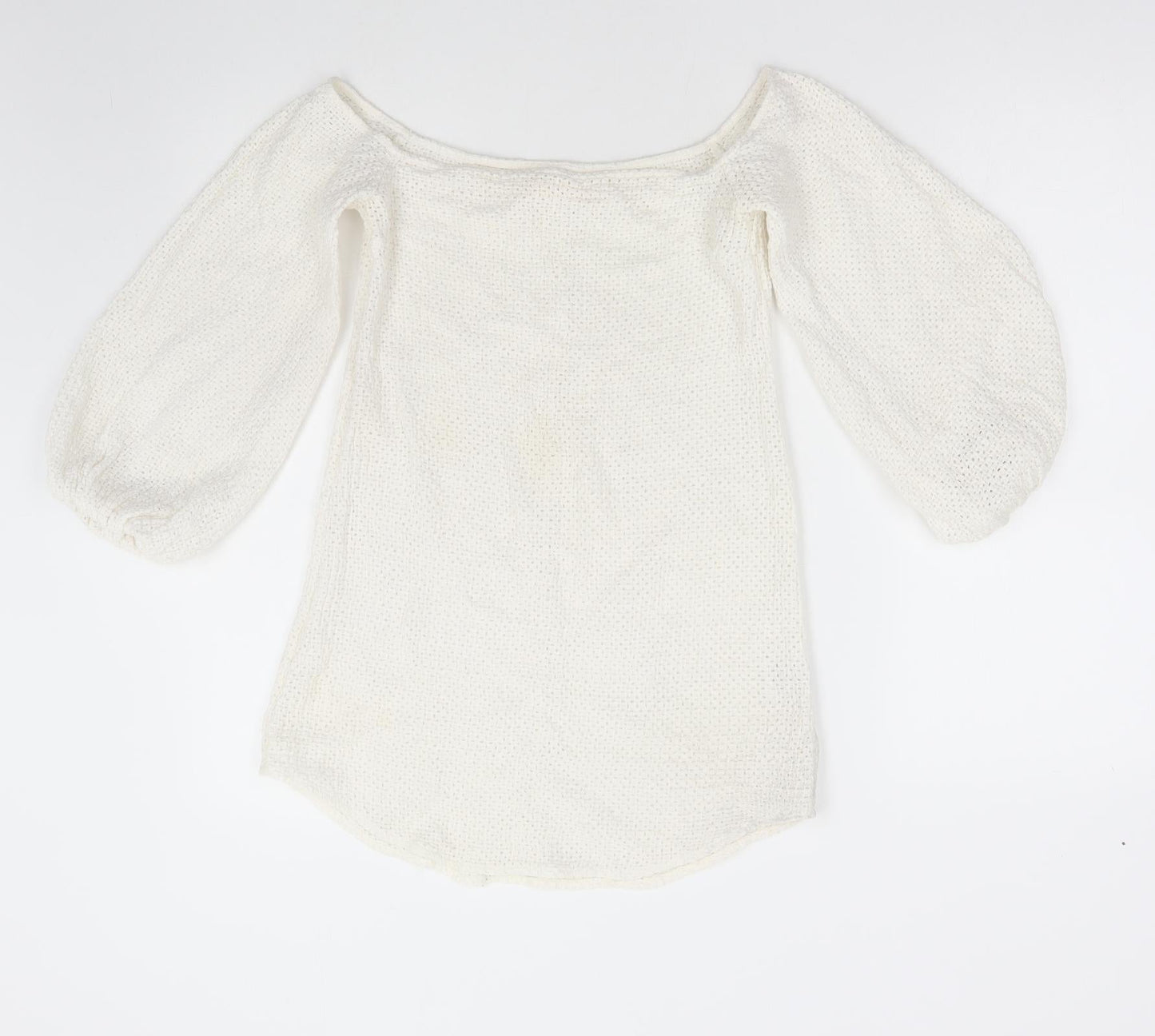 Shakuhachi Womens White Cotton A-Line Size 8 Off the Shoulder Pullover