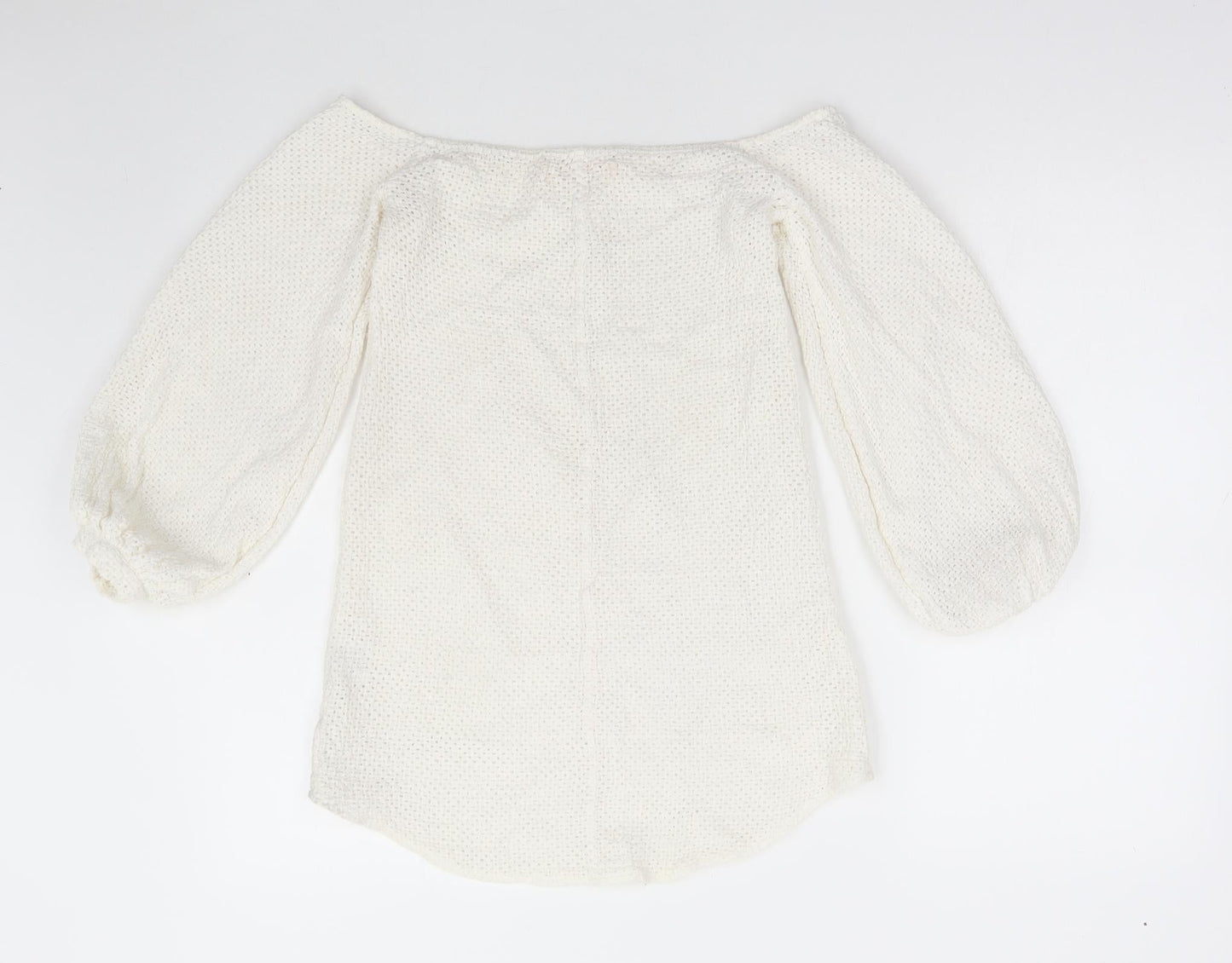 Shakuhachi Womens White Cotton A-Line Size 8 Off the Shoulder Pullover