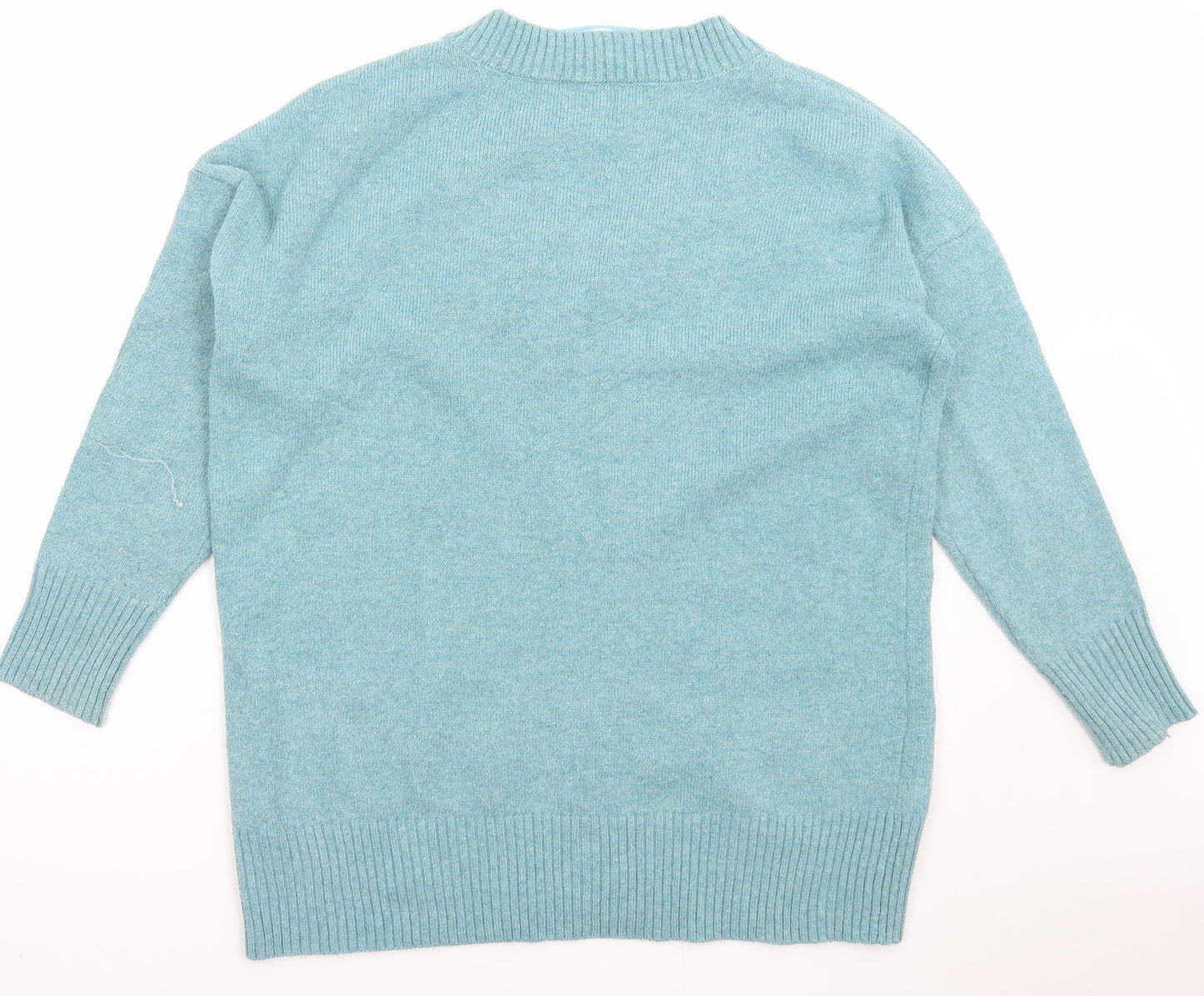 Papaya Womens Green V-Neck Polyester Pullover Jumper Size M