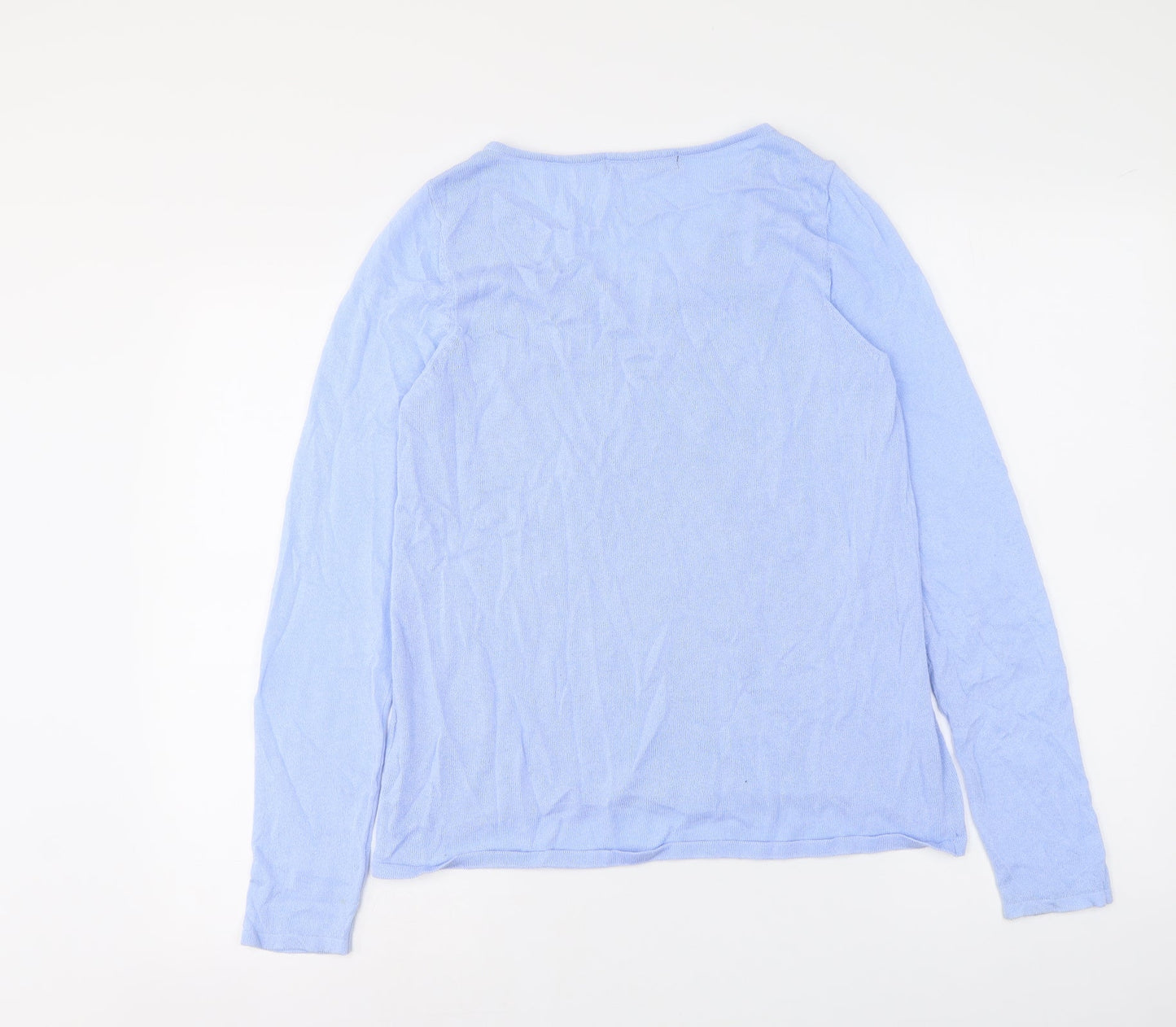 Marks and Spencer Womens Blue V-Neck Viscose Pullover Jumper Size 8