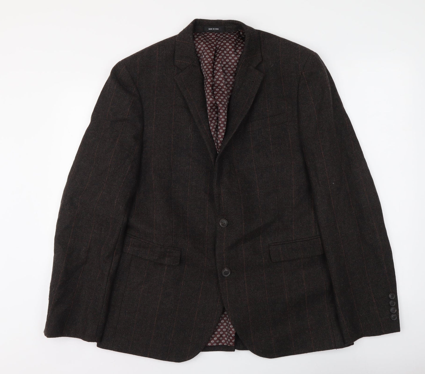 Cedar Wood State Mens Brown Striped Wool Jacket Suit Jacket Size M
