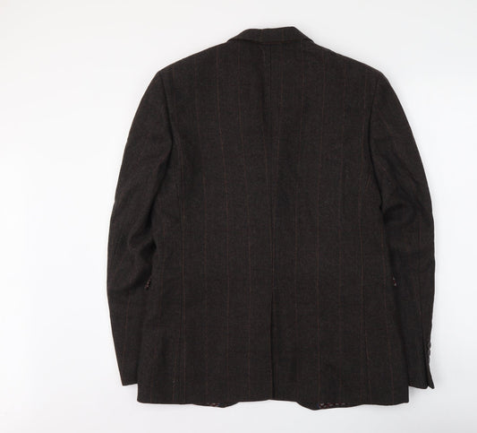 Cedar Wood State Mens Brown Striped Wool Jacket Suit Jacket Size M