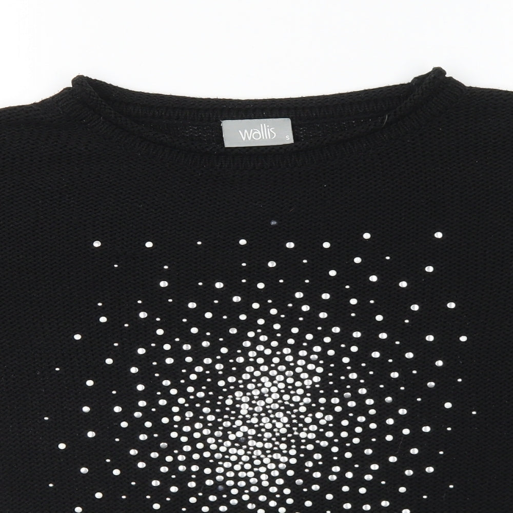 Wallis Womens Black Round Neck Acrylic Pullover Jumper Size S