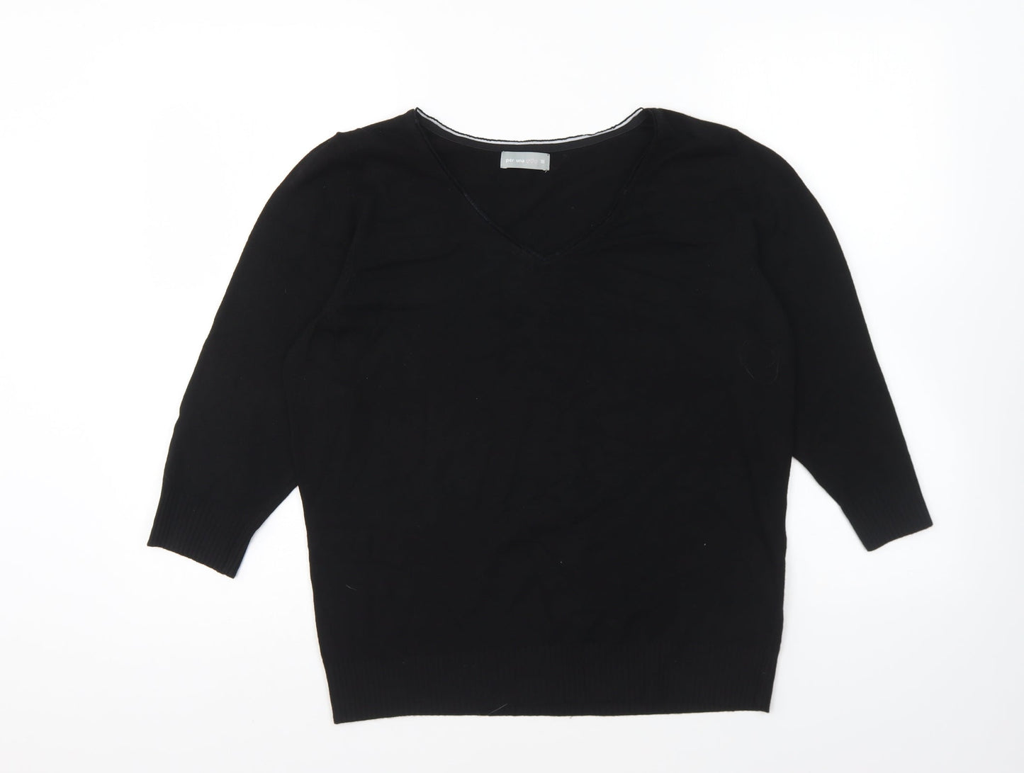 Per Una Mens Black V-Neck Viscose Pullover Jumper