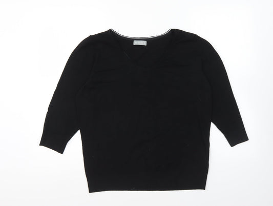 Per Una Mens Black V-Neck Viscose Pullover Jumper