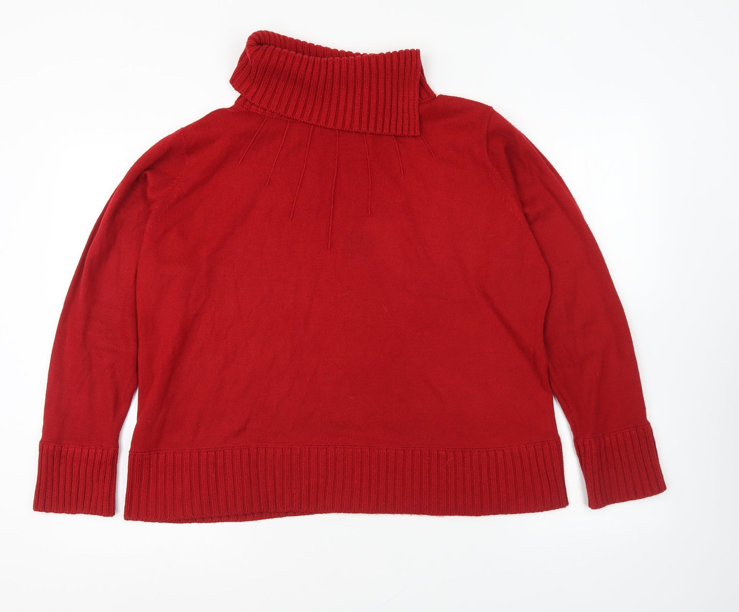 Bonmarché Womens Red Roll Neck Acrylic Pullover Jumper Size L