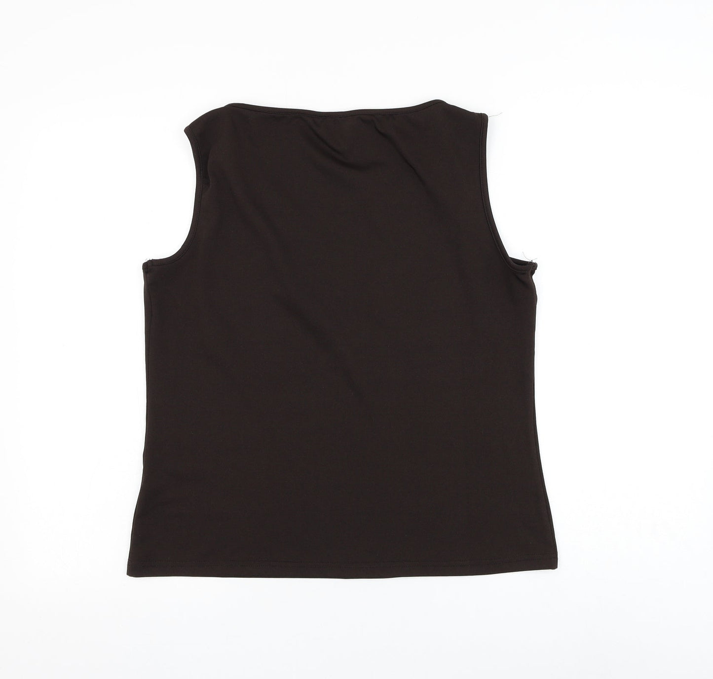 Berkertex Womens Brown Polyester Basic Tank Size 16 V-Neck - Flower Lace Detailing