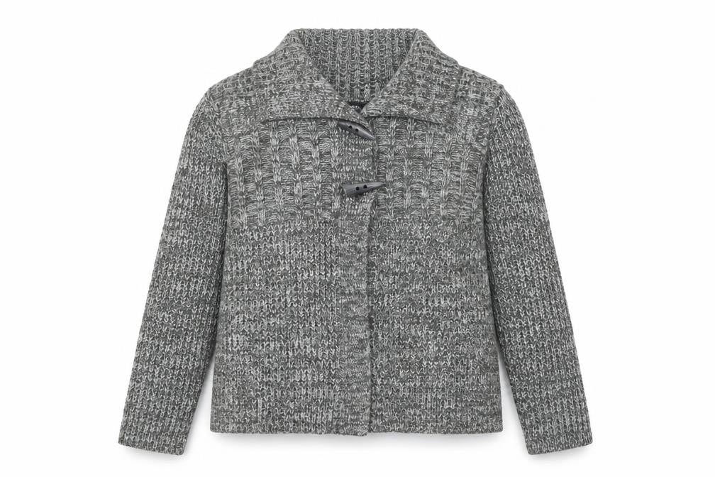 Debenhams Womens Grey Round Neck Acrylic Cardigan Jumper Size M - Toggle Closure