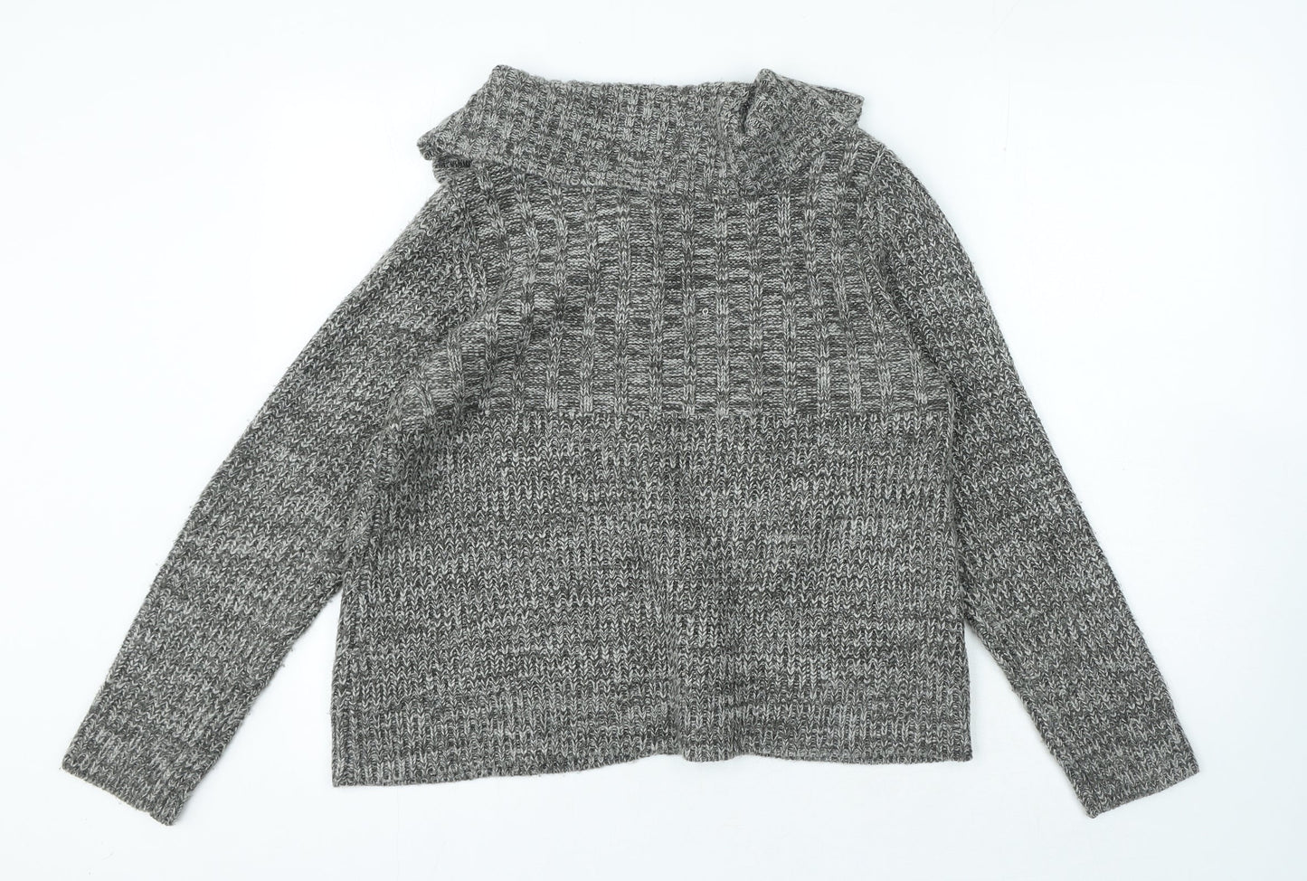 Debenhams Womens Grey Round Neck Acrylic Cardigan Jumper Size M - Toggle Closure