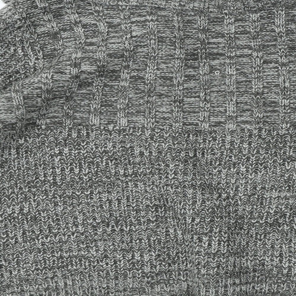 Debenhams Womens Grey Round Neck Acrylic Cardigan Jumper Size M - Toggle Closure