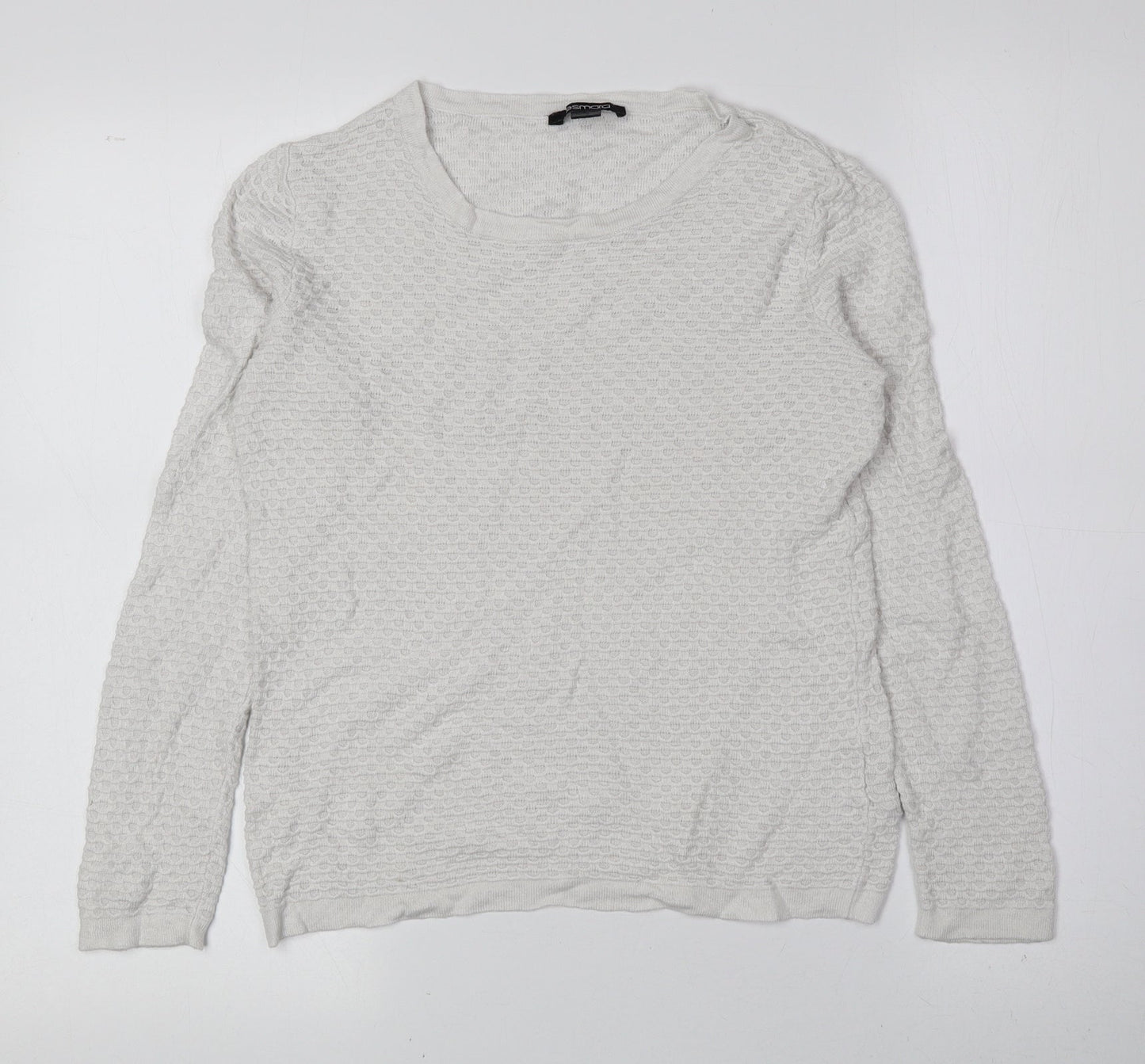 ESMARA Womens White Boat Neck Viscose Pullover Jumper Size S