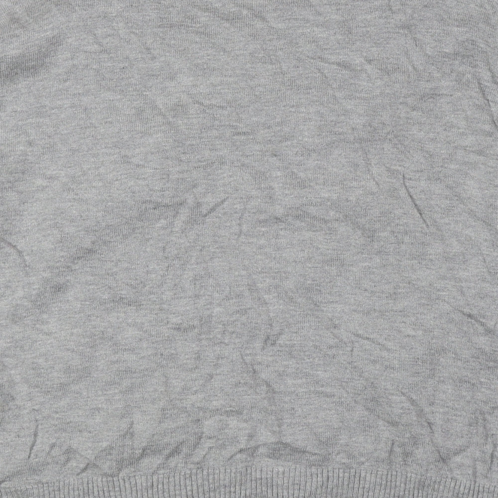 Fenn Wright Manson Womens Grey Scoop Neck Cotton Cardigan Jumper Size XL - Frill Detail