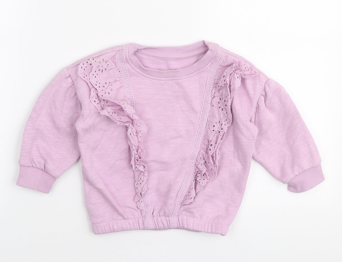 Studio Girls Purple Cotton Pullover Jumper Size 12-18 Months Pullover - Lace frill detail