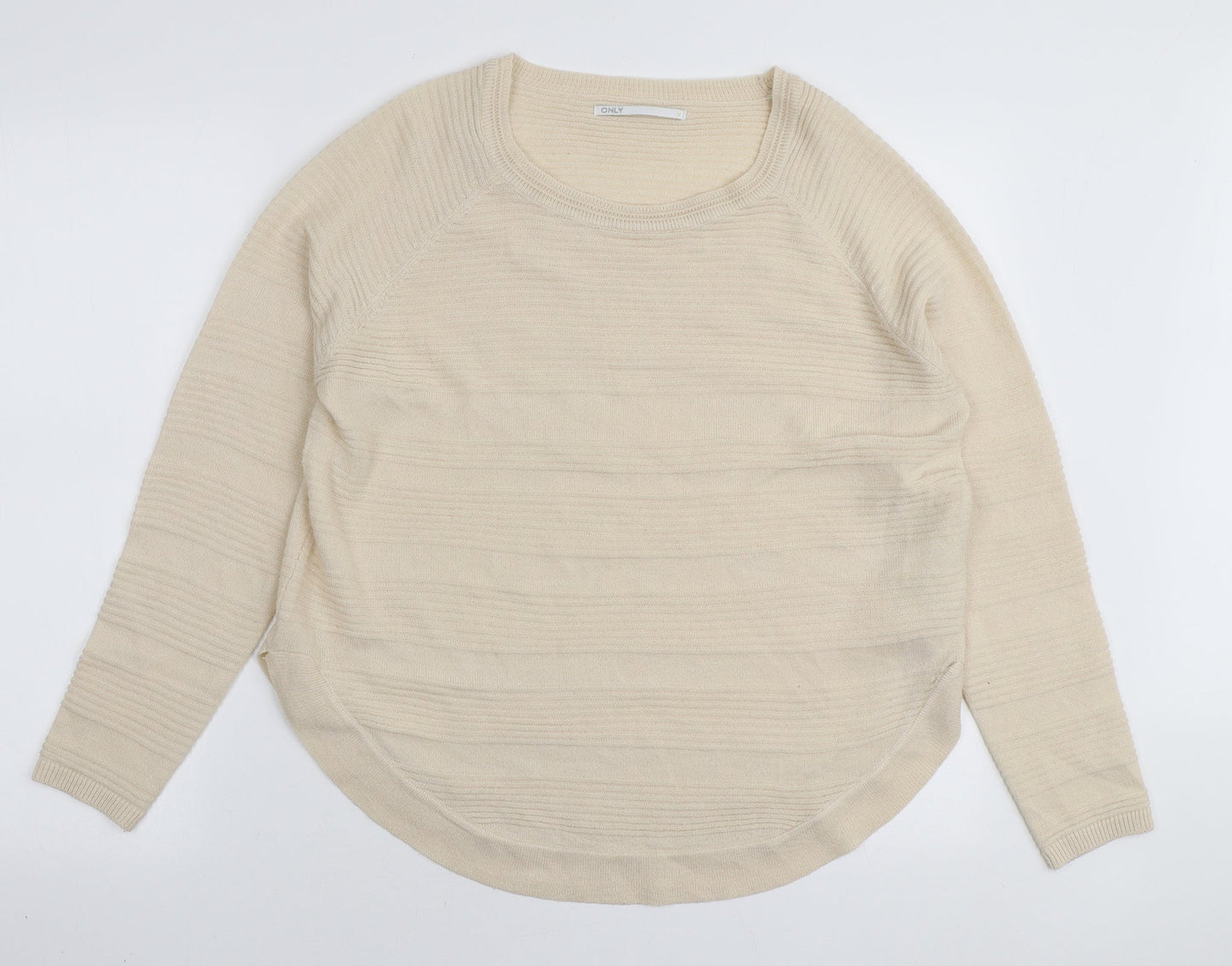 Only Womens Beige Round Neck Acrylic Pullover Jumper Size M