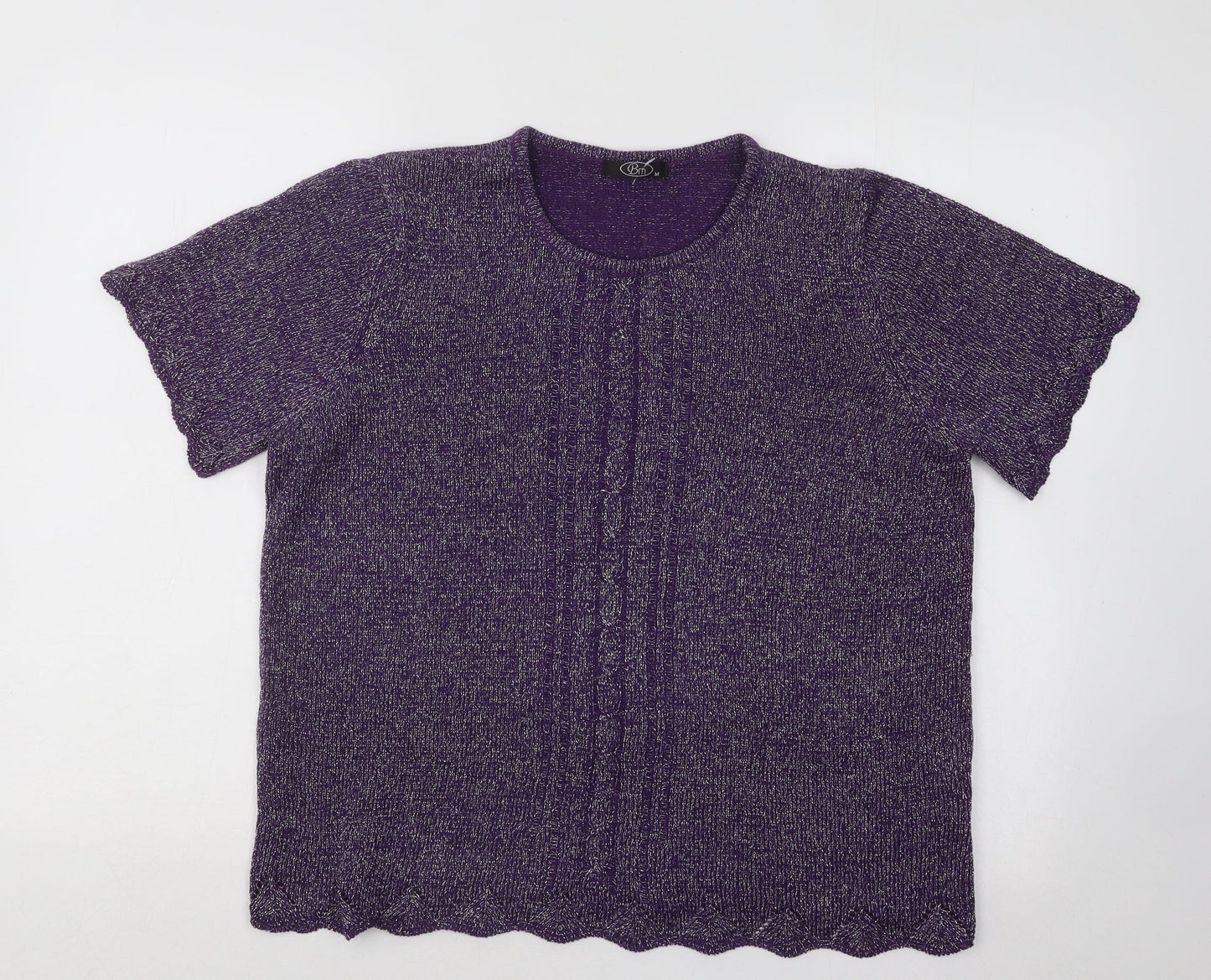 Bonmarché Womens Purple Round Neck Acrylic Pullover Jumper Size M