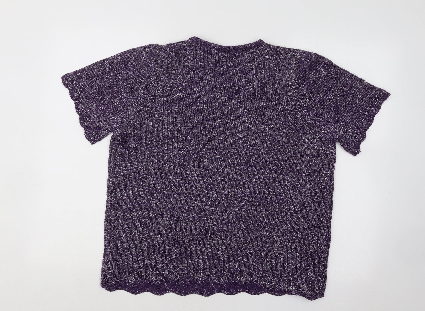 Bonmarché Womens Purple Round Neck Acrylic Pullover Jumper Size M