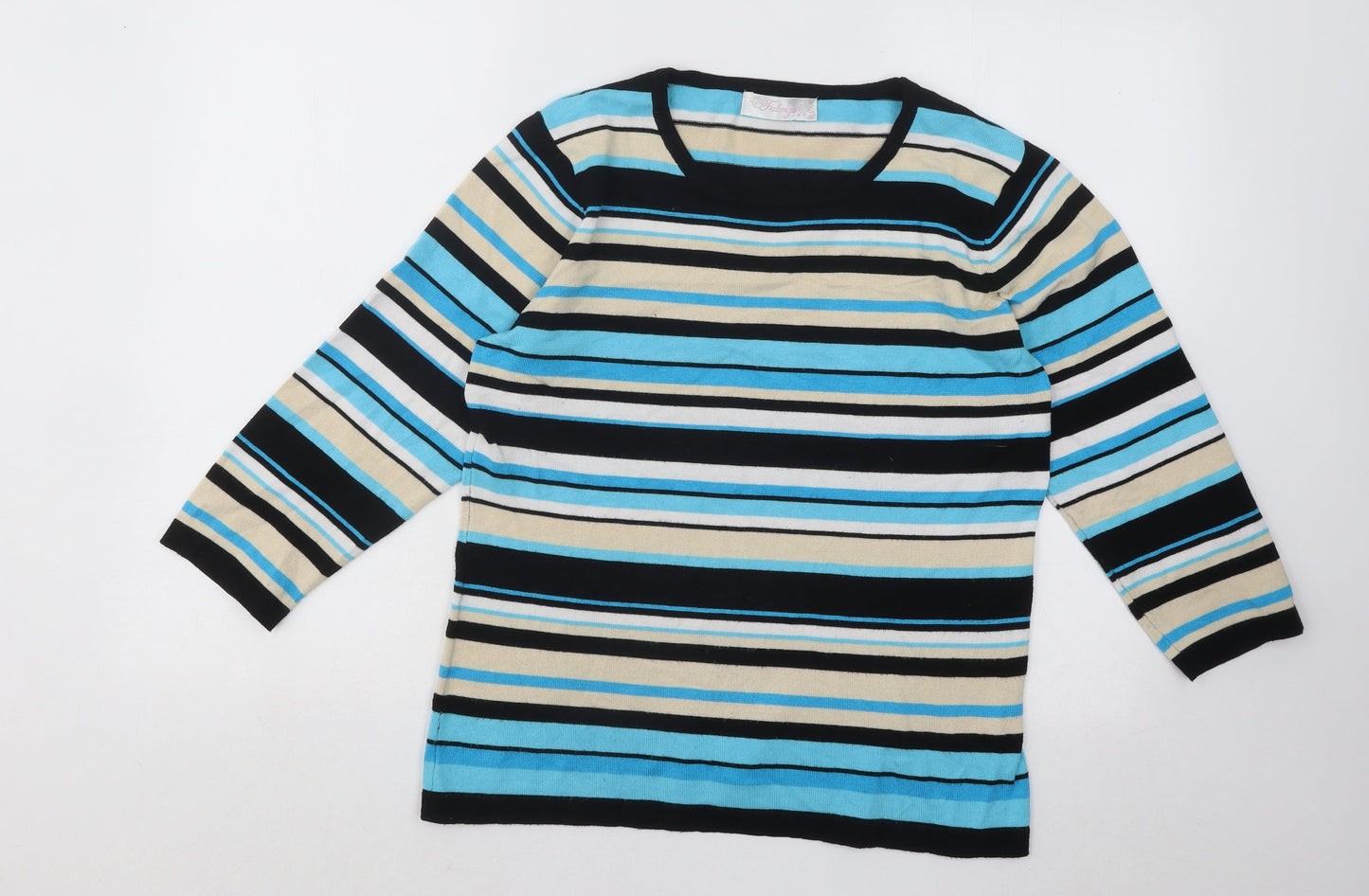 Fabrizio Womens Multicoloured Round Neck Striped Viscose Pullover Jumper Size M