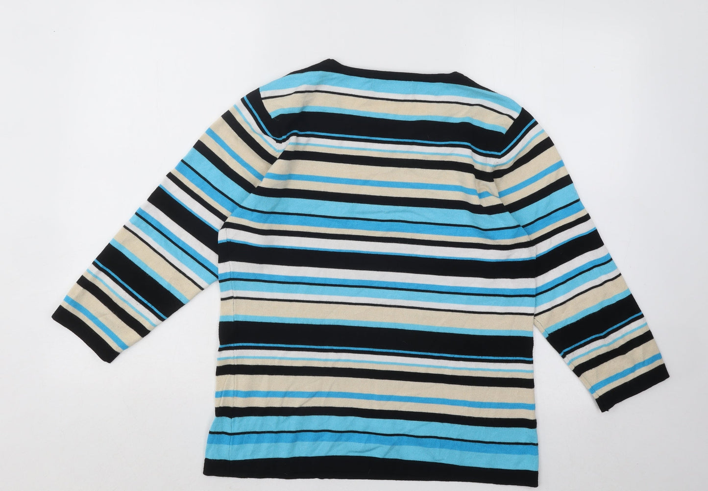 Fabrizio Womens Multicoloured Round Neck Striped Viscose Pullover Jumper Size M
