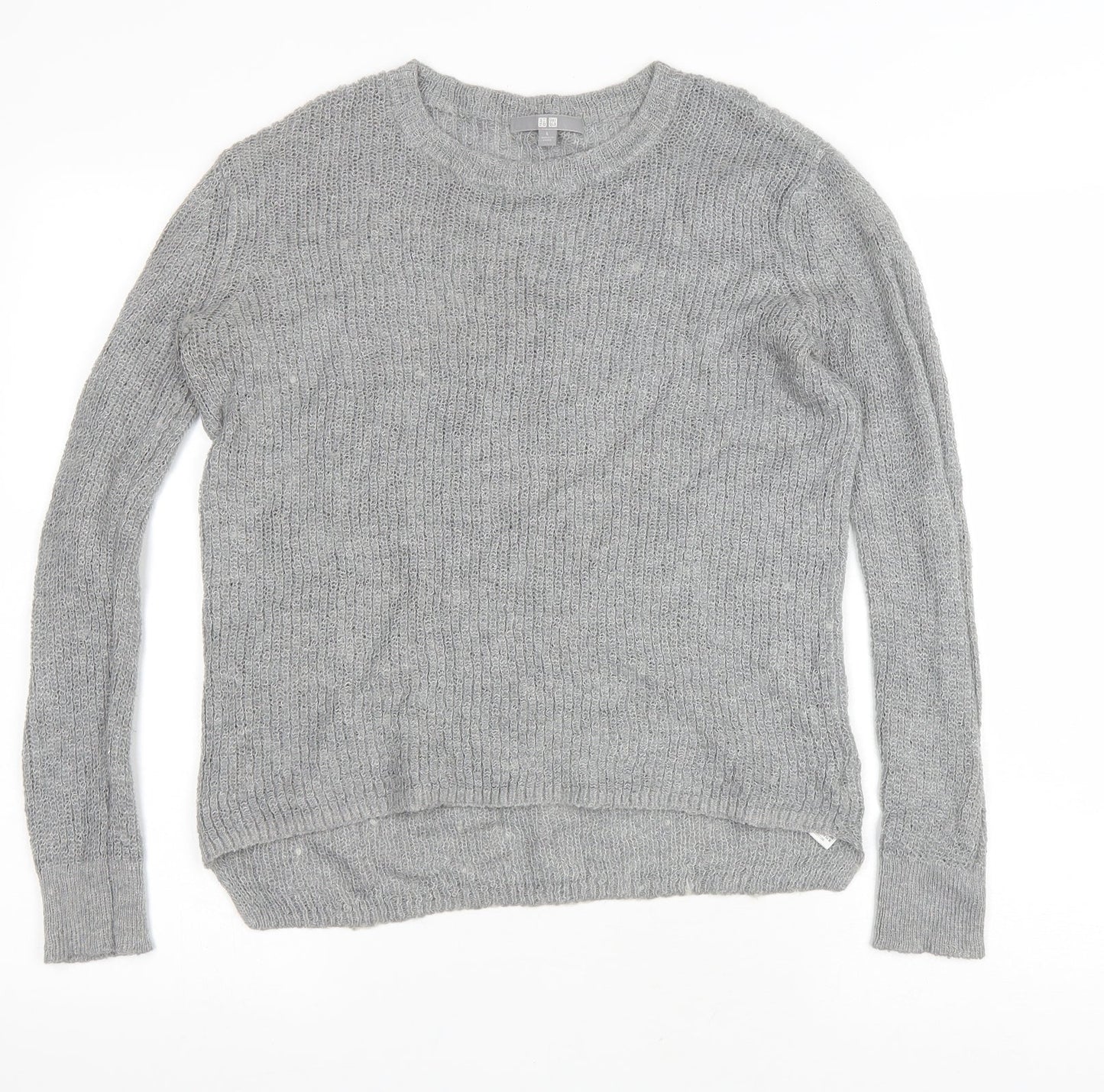 Preworn Womens Grey Round Neck Nylon Pullover Jumper Size L
