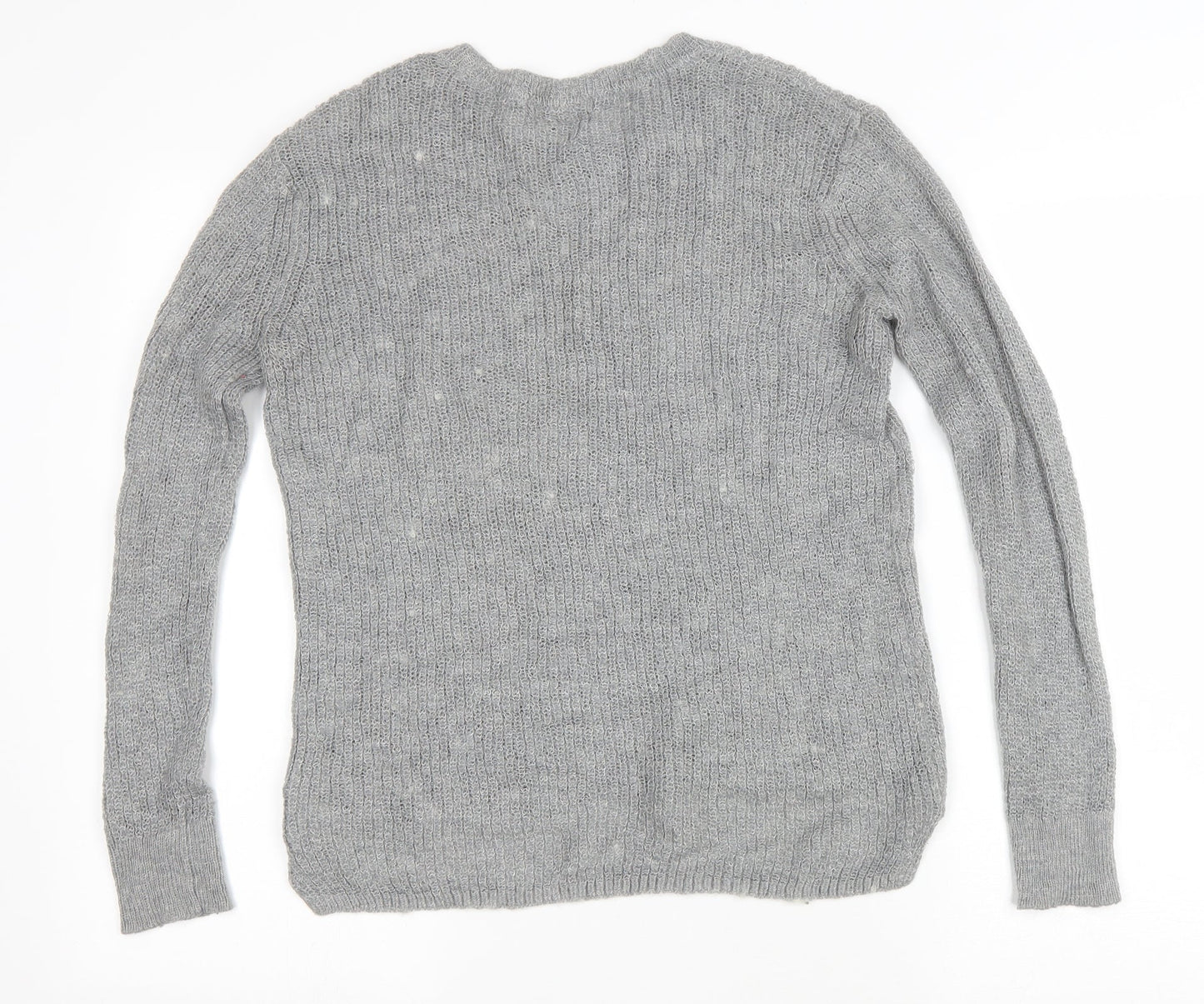 Preworn Womens Grey Round Neck Nylon Pullover Jumper Size L