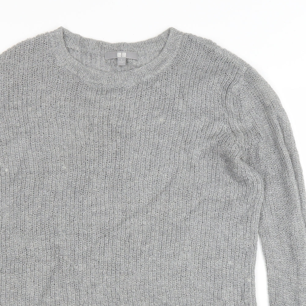 Preworn Womens Grey Round Neck Nylon Pullover Jumper Size L