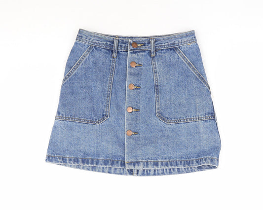 Yimeixuan Jeans Womens Blue Cotton Mini Skirt Size M Button