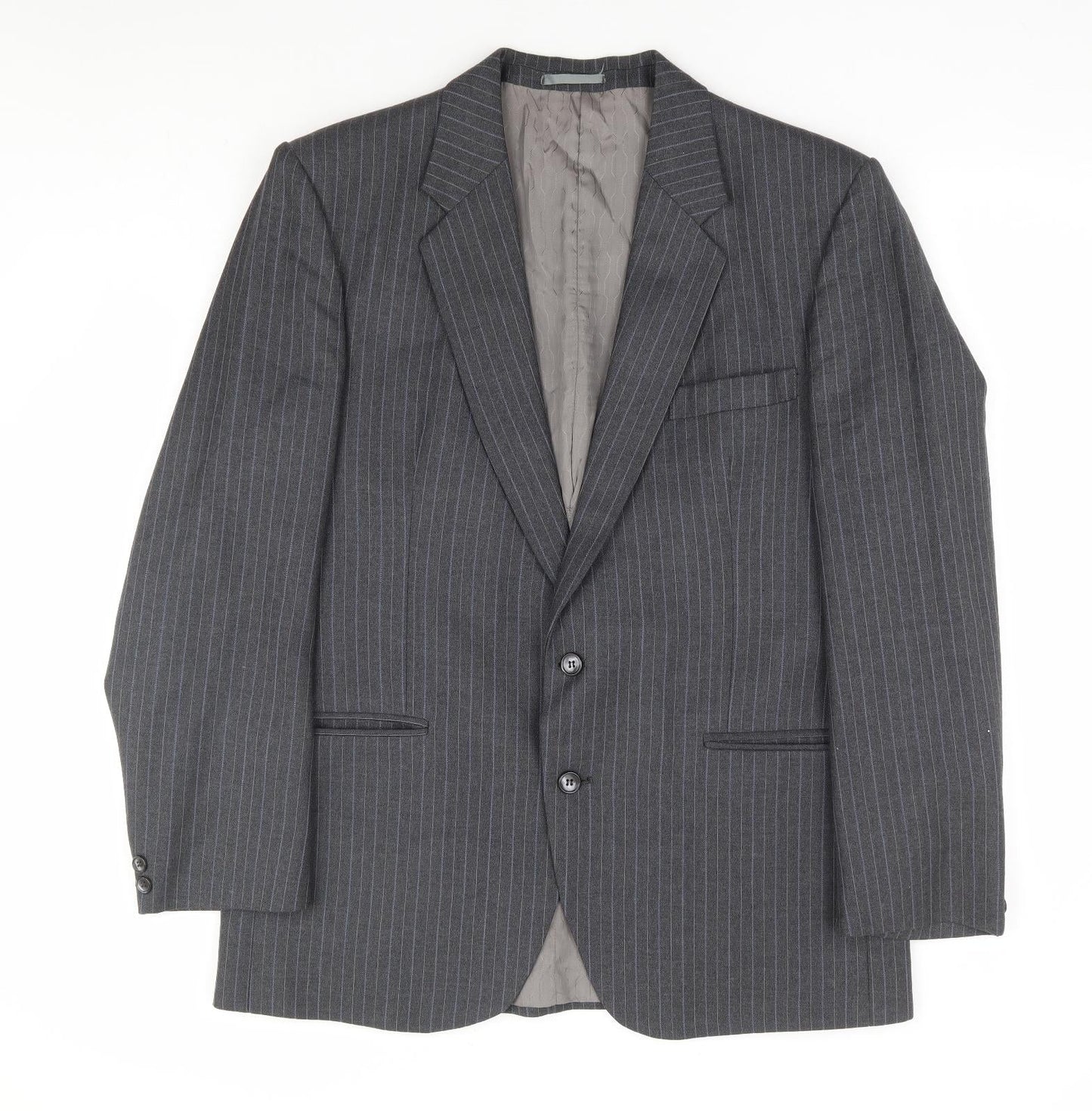 Hepworths Mens Grey Striped Polyester Jacket Suit Jacket Size 40