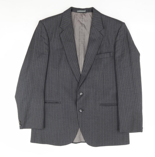 Hepworths Mens Grey Striped Polyester Jacket Suit Jacket Size 40