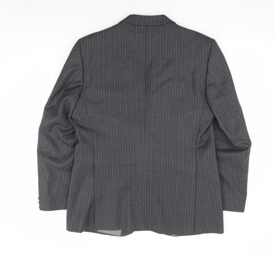 Hepworths Mens Grey Striped Polyester Jacket Suit Jacket Size 40