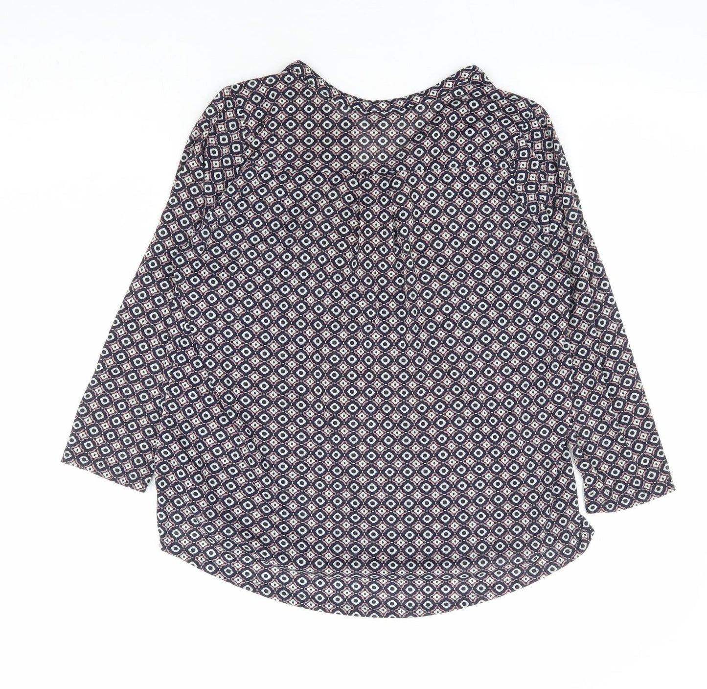 H&M Womens Blue Geometric Polyester Basic Blouse Size S V-Neck