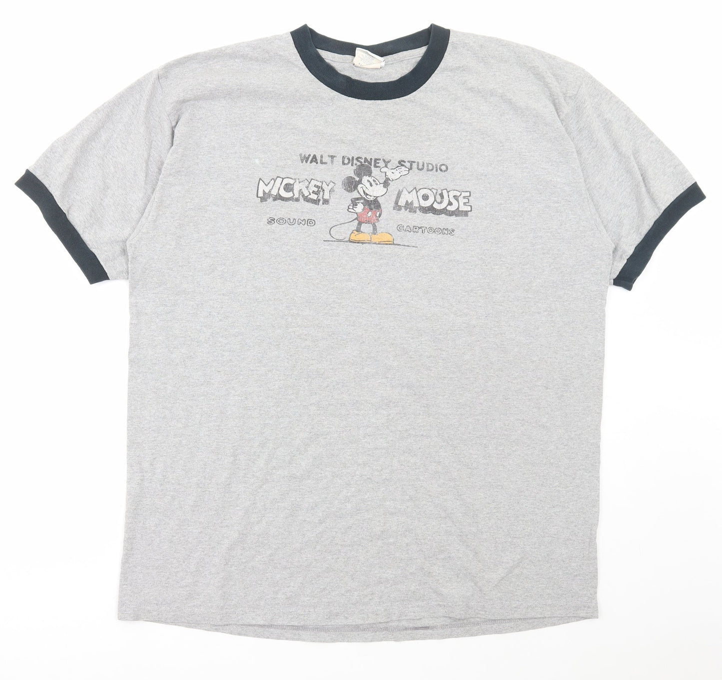 Disney Store Mens Grey Cotton T-Shirt Size XL Round Neck - Mickey Mouse