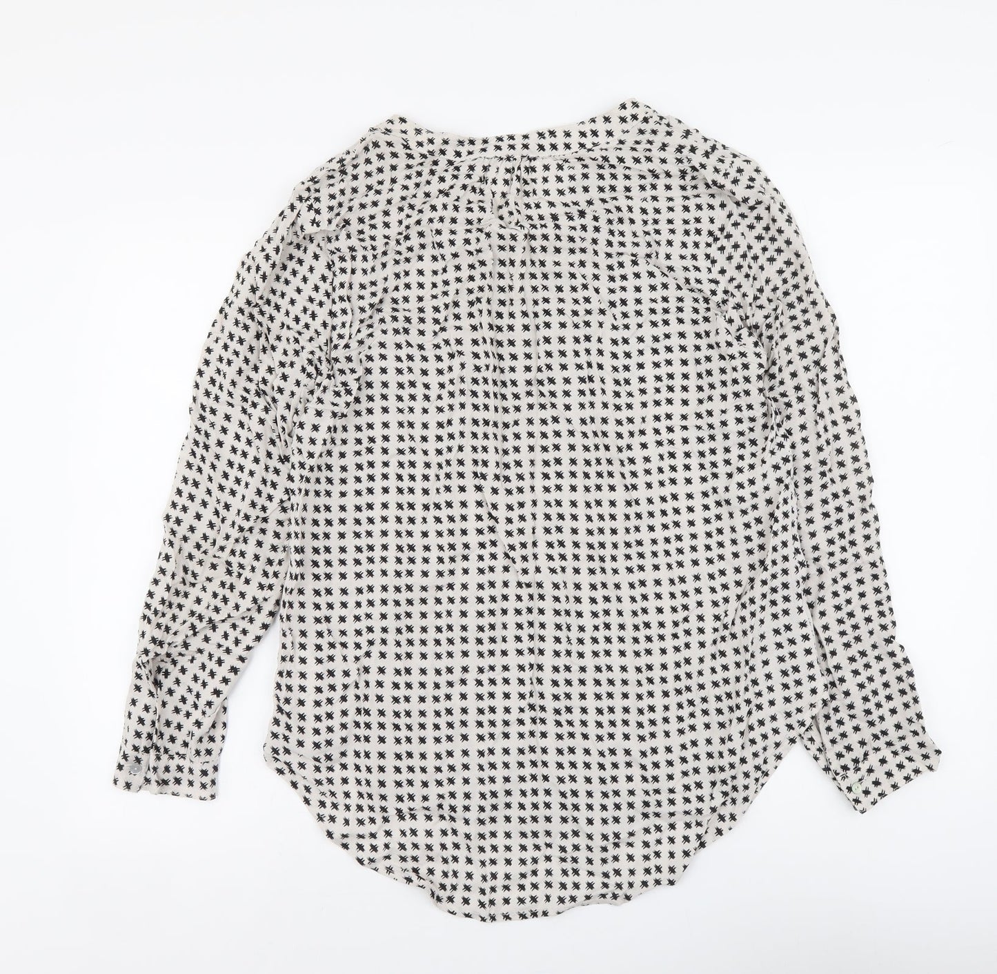 Velvet Womens Grey Geometric Viscose Basic Blouse Size M V-Neck