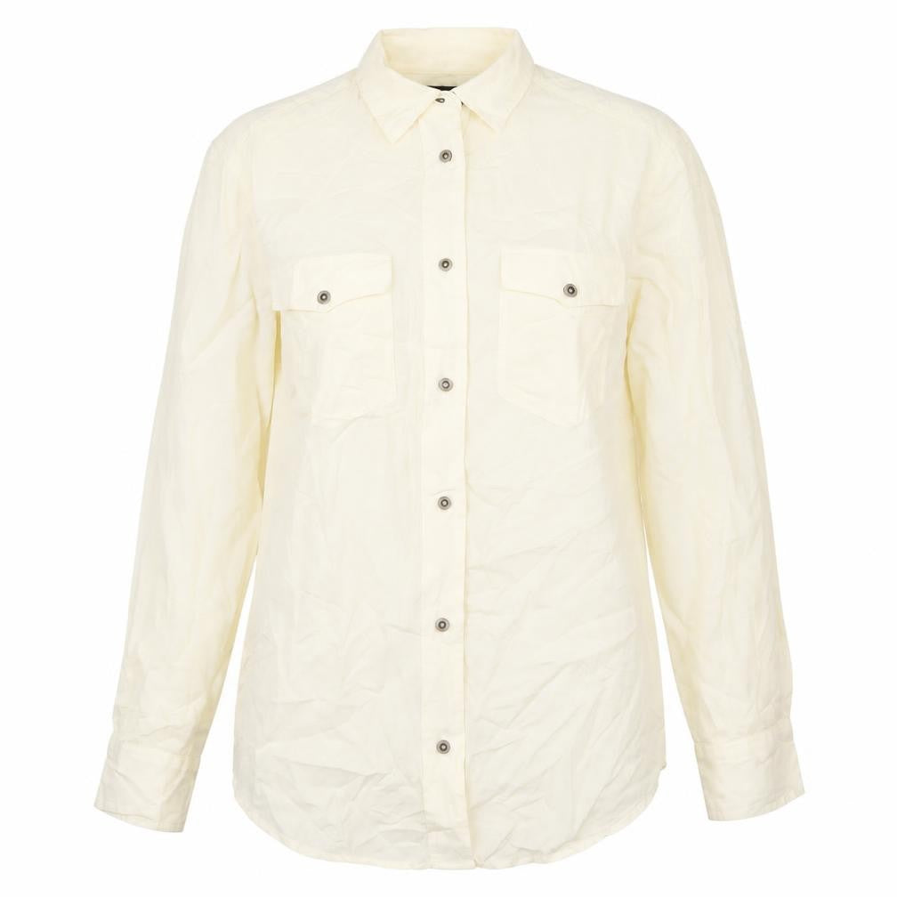 Frye Womens Ivory Polyester Basic Button-Up Size S Collared