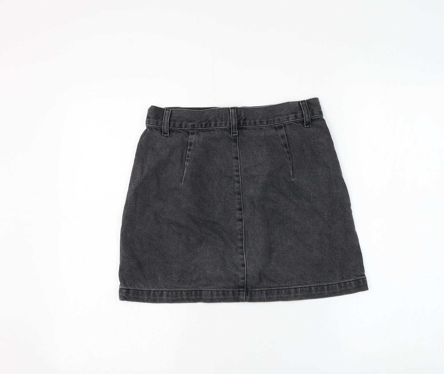 Topshop Womens Grey Cotton A-Line Skirt Size 10 Zip