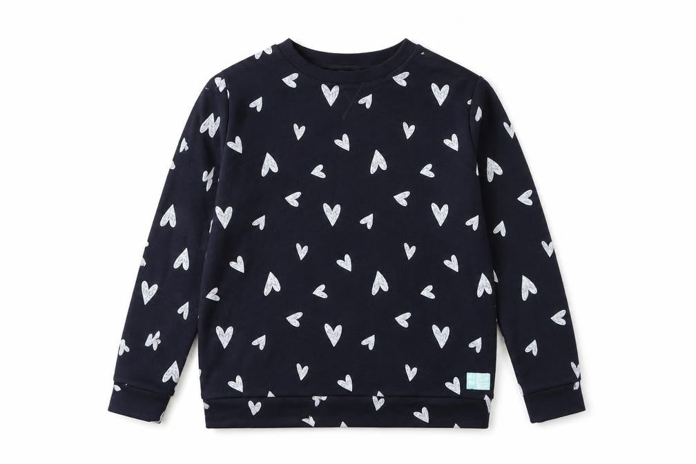 Marks and Spencer Girls Black Geometric Viscose Pullover Sweatshirt Size 11-12 Years Pullover - Heart
