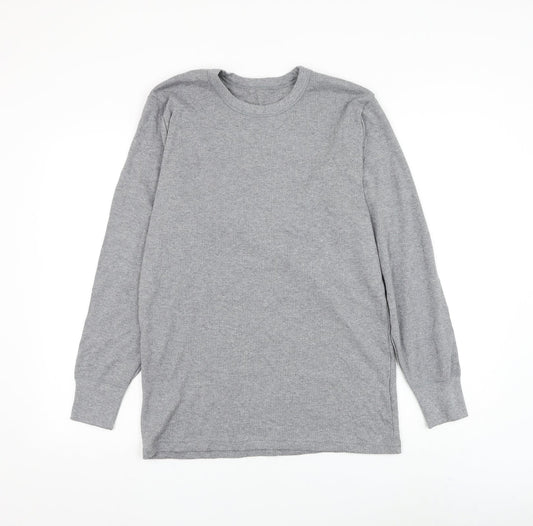 Marks and Spencer Mens Grey Round Neck Cotton Pullover Jumper Size M