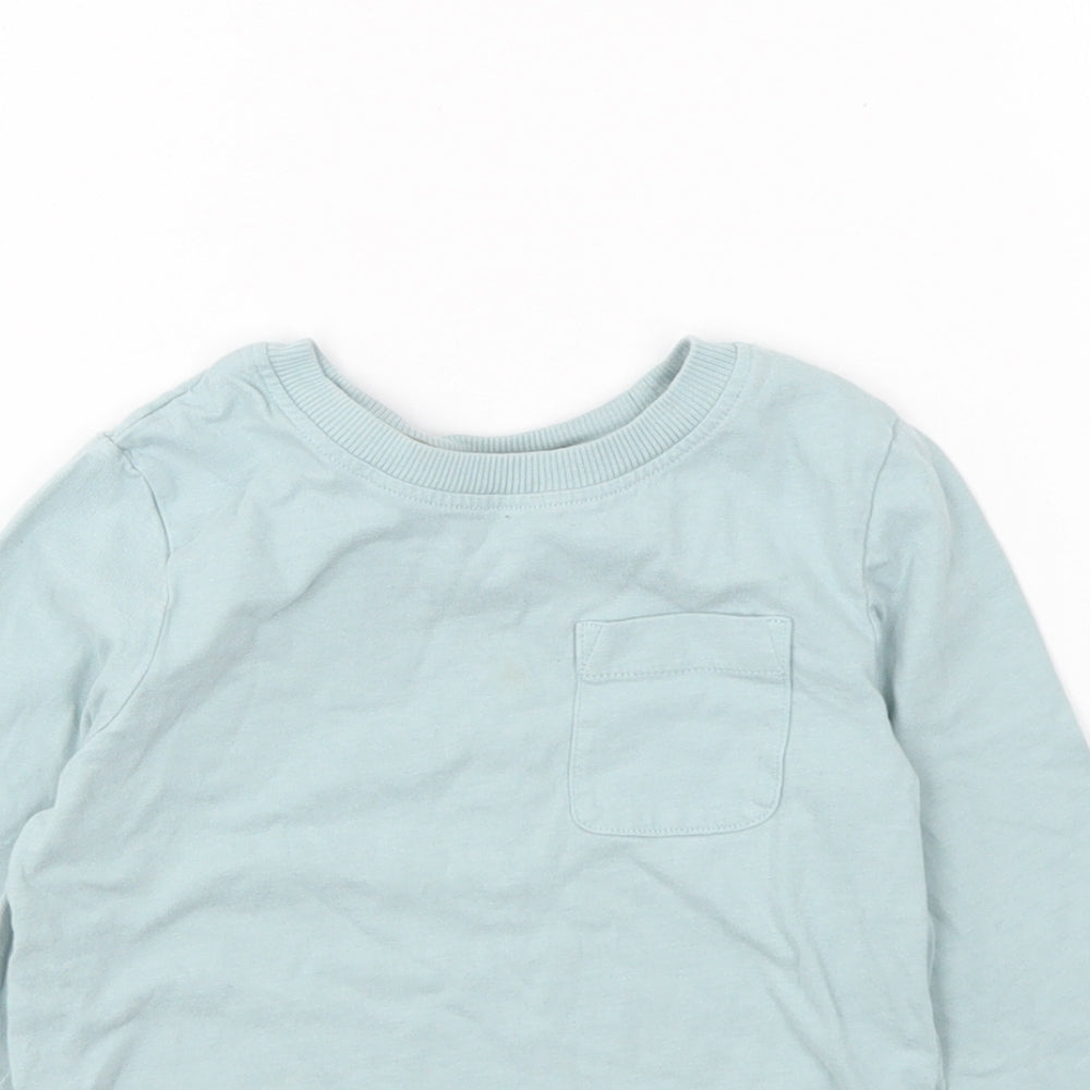 Nutmeg Boys Blue Cotton Basic T-Shirt Size 2-3 Years Round Neck Pullover