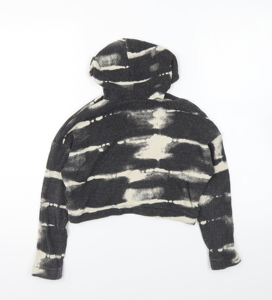H&M Girls Grey Viscose Pullover Hoodie Size 9-10 Years Pullover