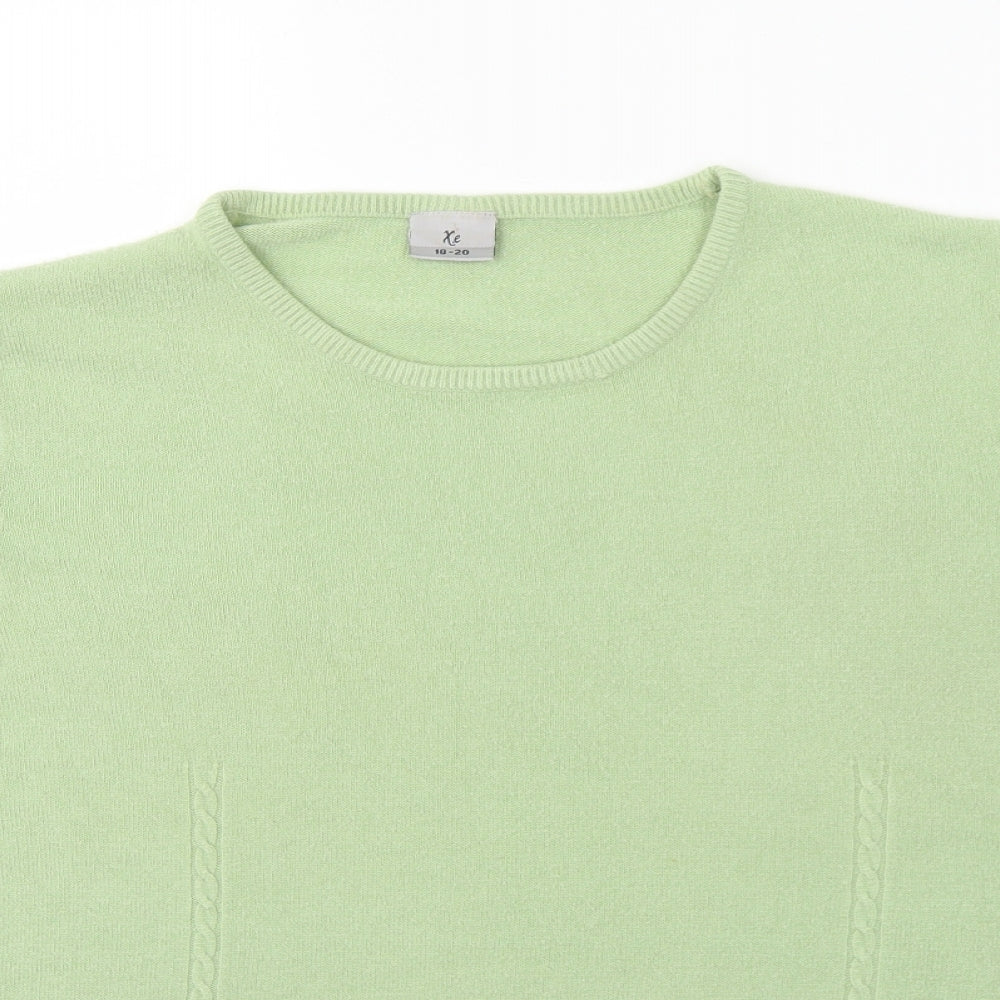 XE Womens Green Round Neck Acrylic Pullover Jumper Size 18