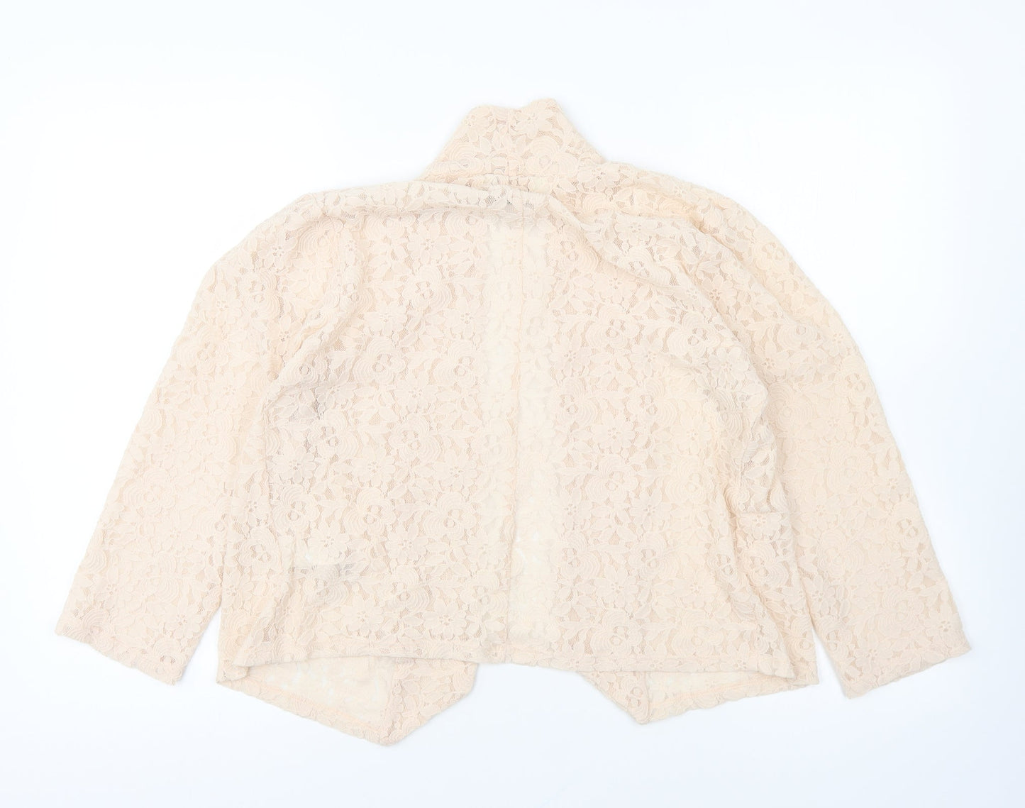Miss Selfridge Womens Ivory V-Neck Nylon Cardigan Jumper Size 14