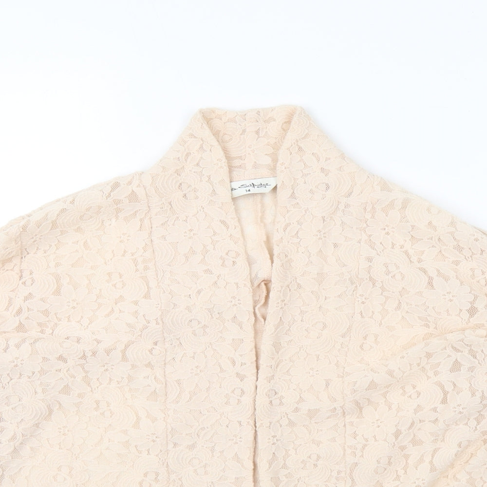 Miss Selfridge Womens Ivory V-Neck Nylon Cardigan Jumper Size 14