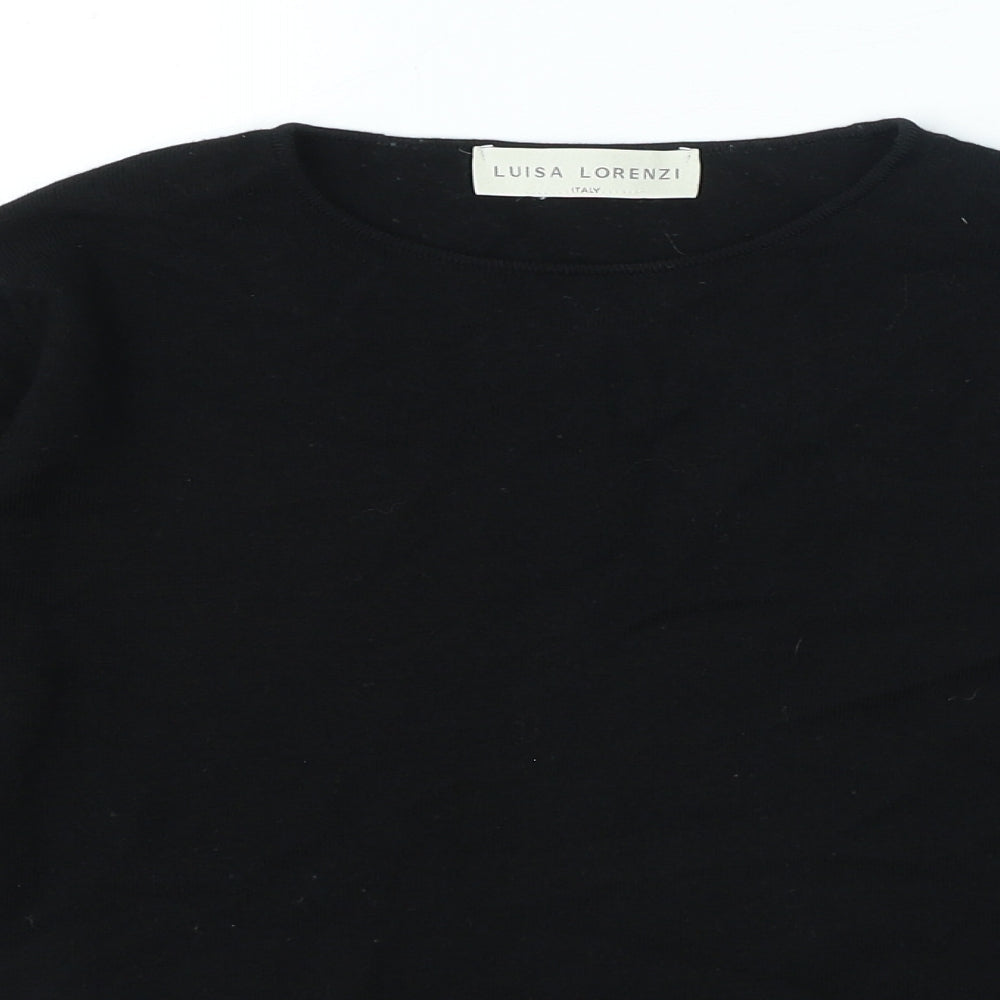 Luisa Lorenzi Womens Black Round Neck Polyester Pullover Jumper Size M