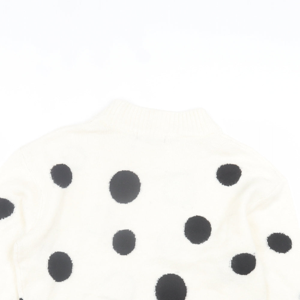 Marks and Spencer Womens White Round Neck Polka Dot Acrylic Pullover Jumper Size M
