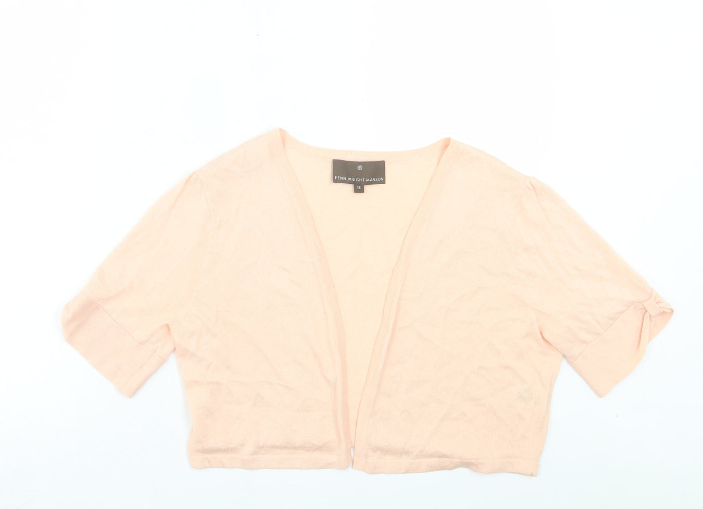 Fenn Wright Manson Womens Pink V-Neck Cotton Cardigan Jumper Size 16