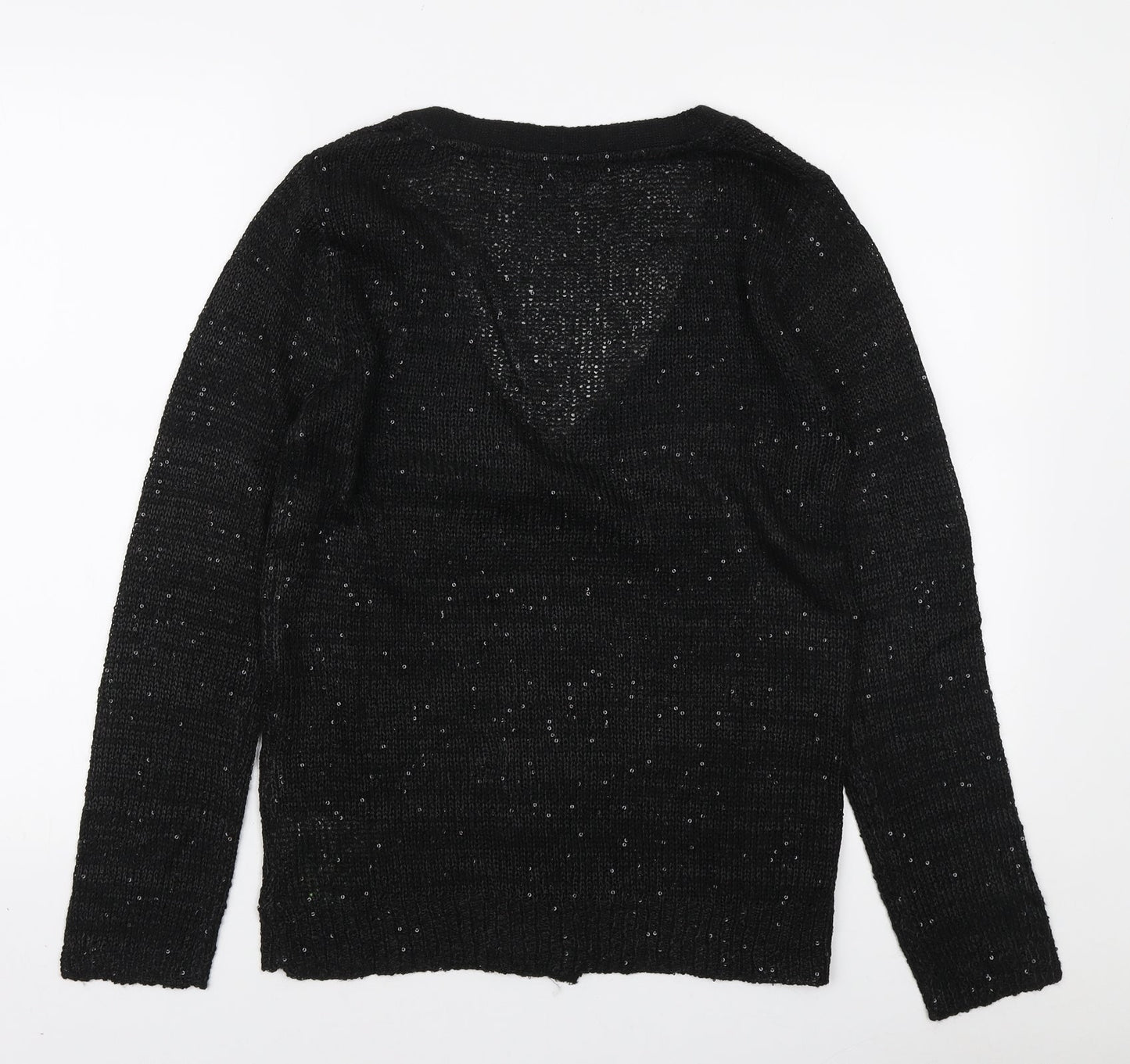 Max Womens Black V-Neck Polyester Cardigan Jumper Size 18