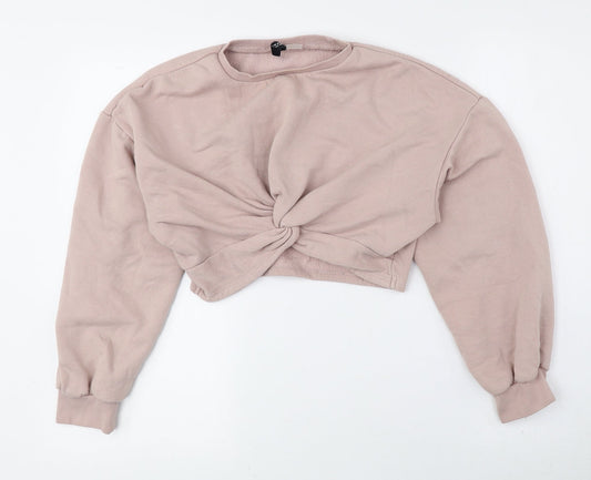 Divided by H&M Womens Pink Cotton Pullover Sweatshirt Size S Pullover - Cropped